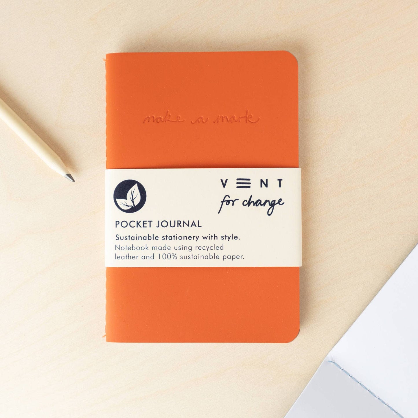 Recycled Leather A6 Lined Notebook – Burnt ORANGE