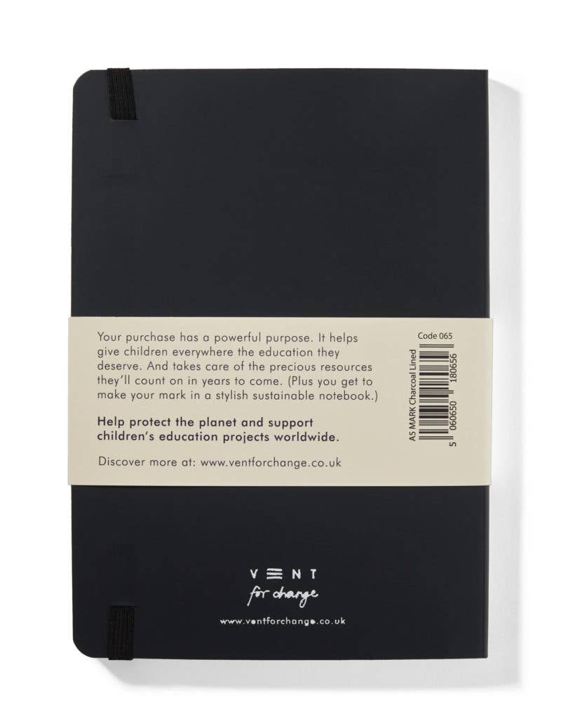 Recycled Leather A5 Lined Notebook – CHARCOAL