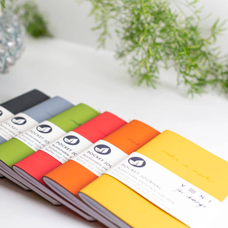 Recycled Leather A6 Lined Notebook – CHARCOAL