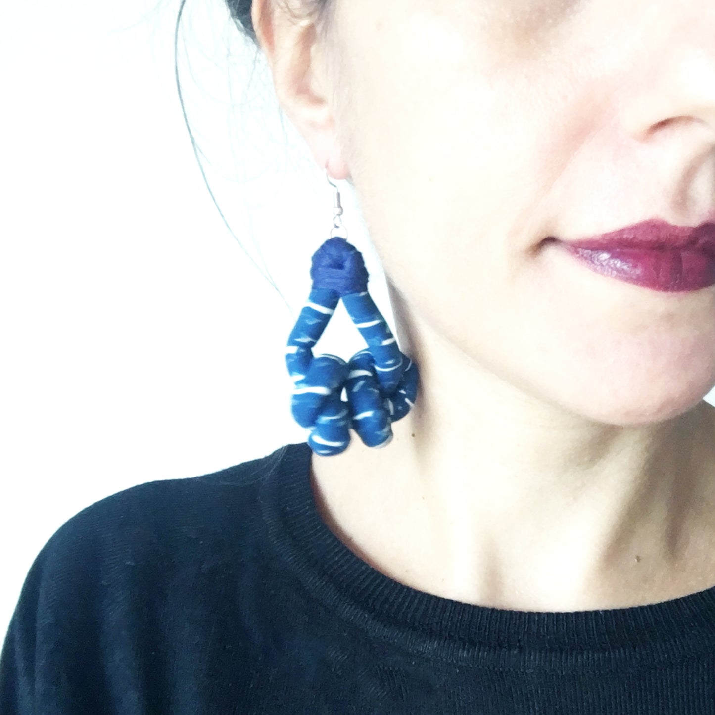 KNOTS Orecchini in tessuto - ALICI Blu