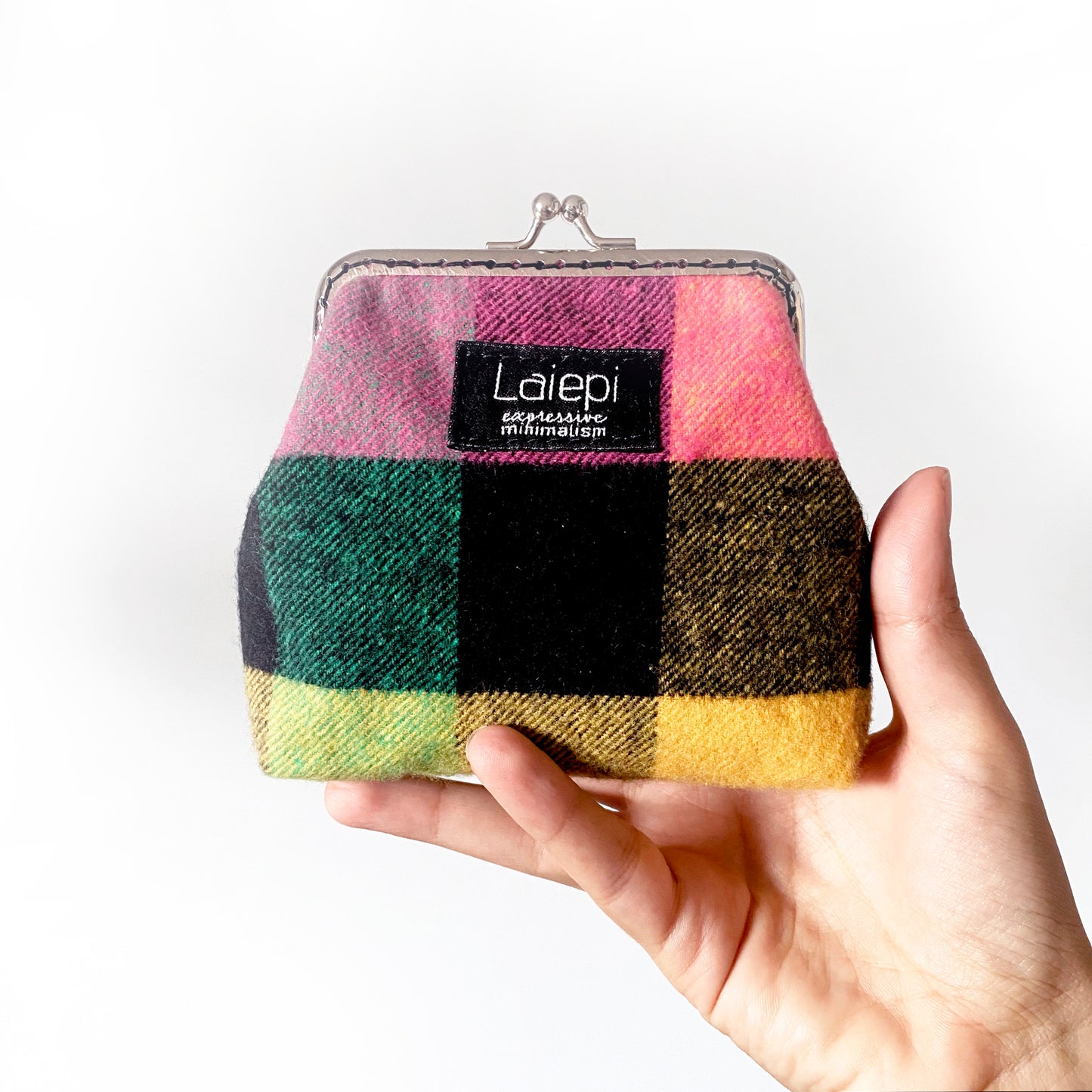 FUJY Portamonete clic-clac - Neon PLAID