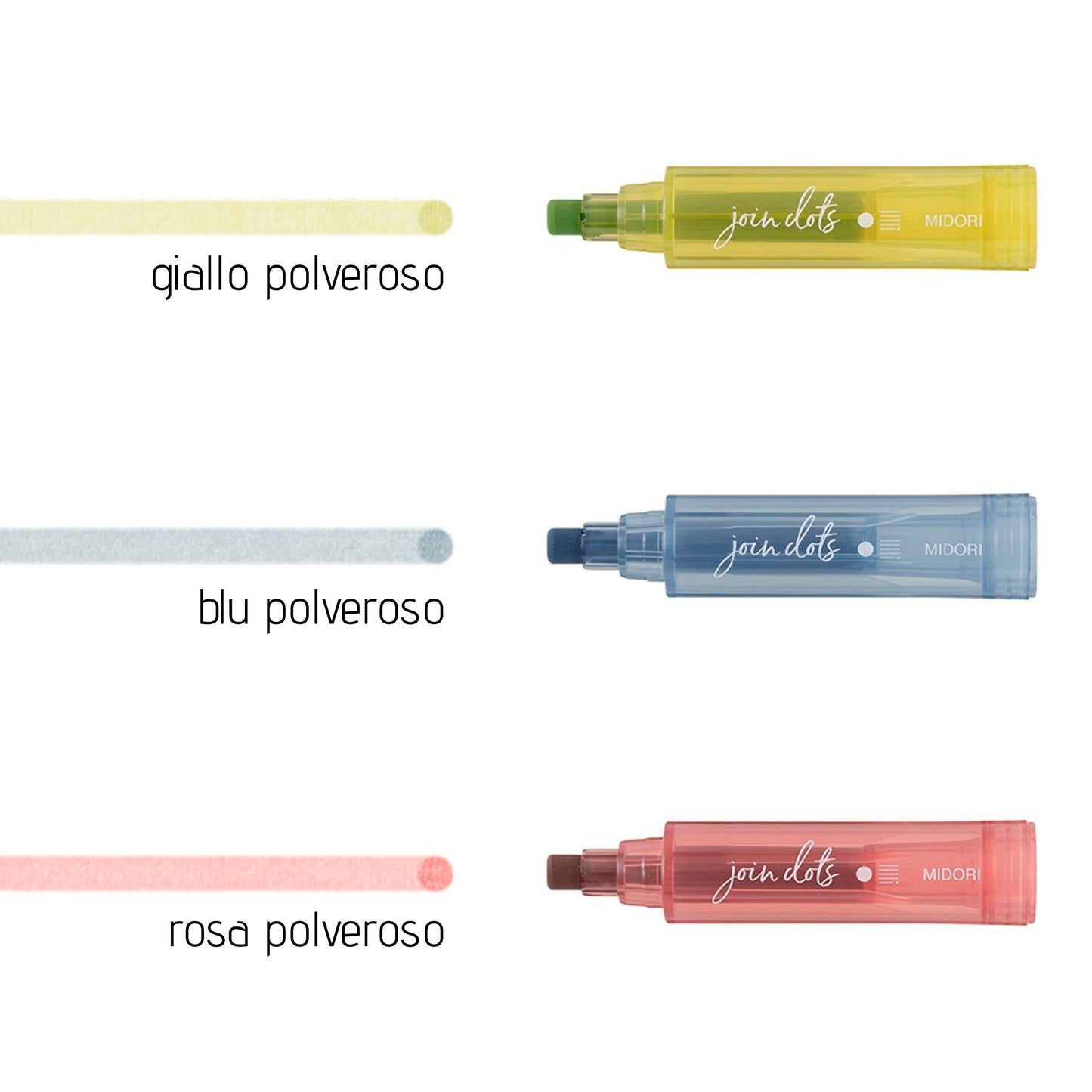 MIDORI Join Dots Evidenziatore a 3 colori - DUSTY