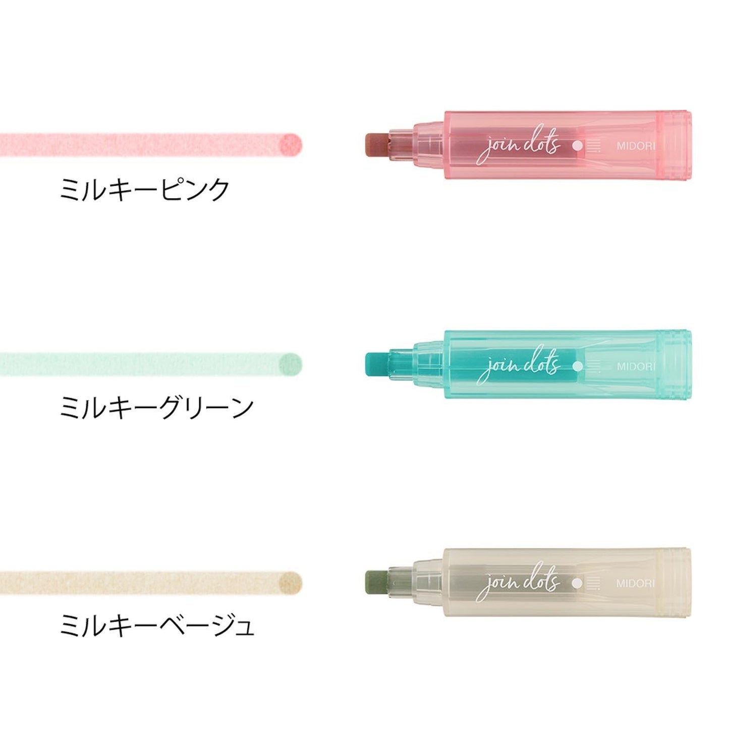 MIDORI Join Dots Evidenziatore a 3 colori - MILKY
