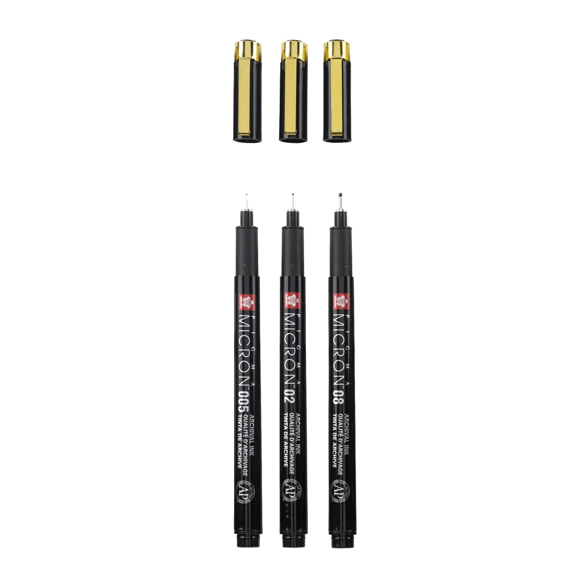 SAKURA Pigma Micron Black & Gold Edition - set 3 con astuccio