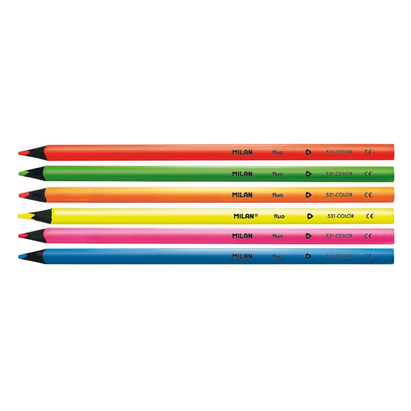 MILAN FLUO matite in legno nero - set di 6