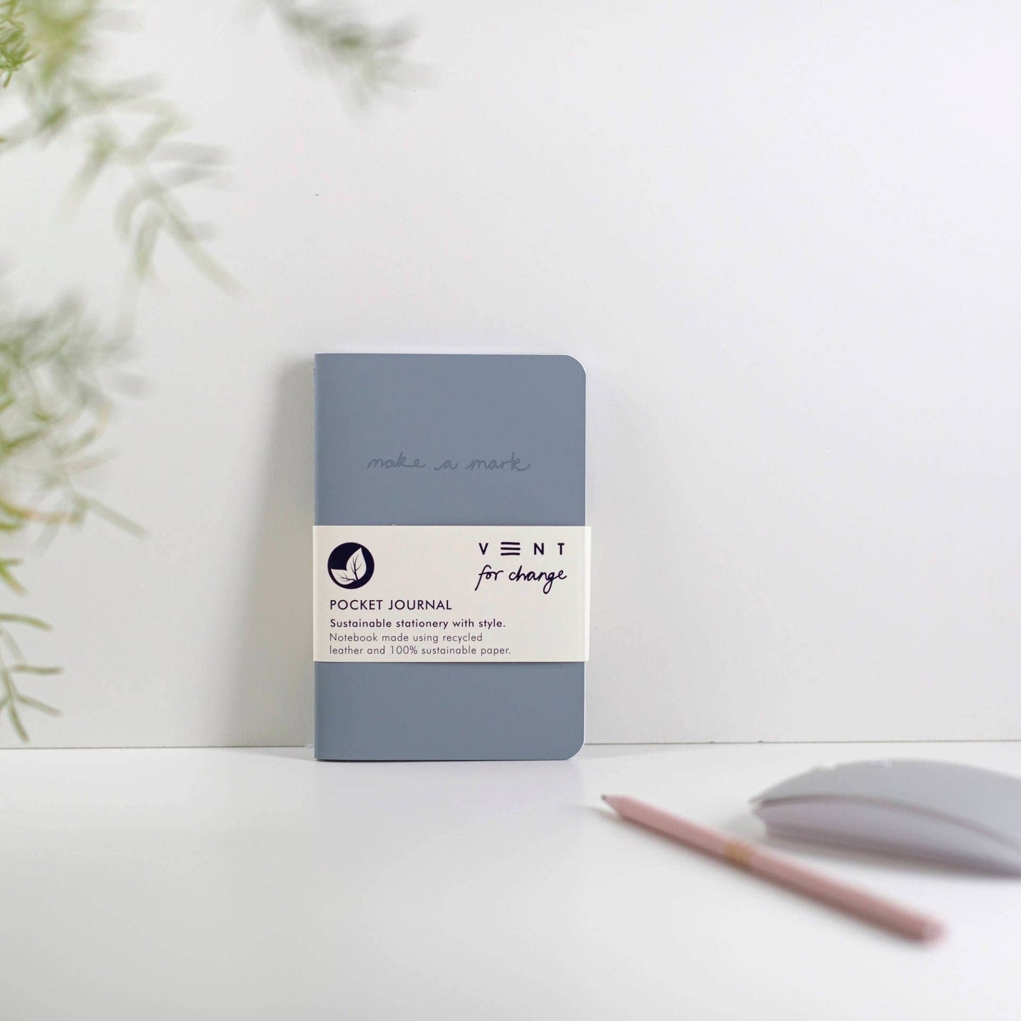 Recycled Leather A6 Lined Notebook – DUSTY BLUE