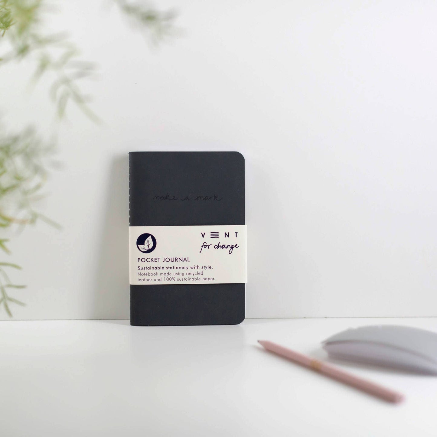 Recycled Leather A6 Lined Notebook – CHARCOAL