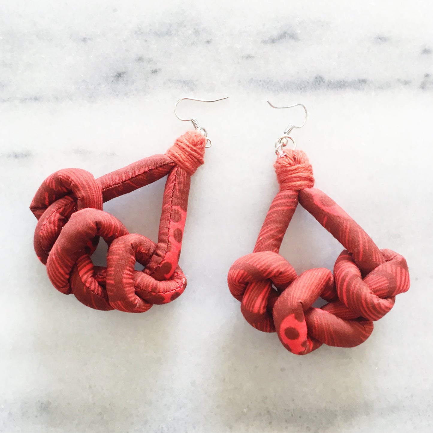 KNOTS Orecchini in tessuto - Papaveri Rosso