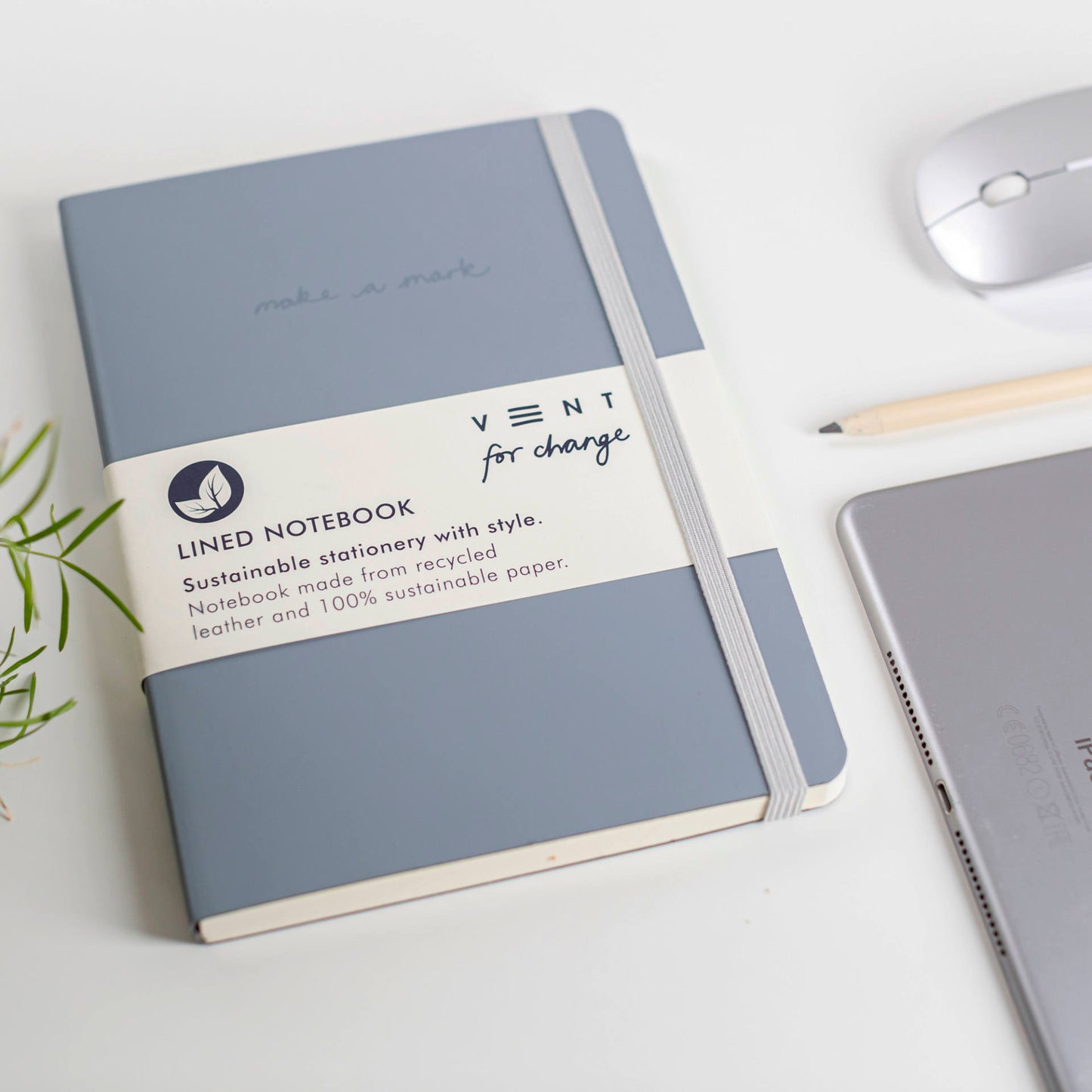 Recycled Leather A5 Lined Notebook – DUSTY BLUE