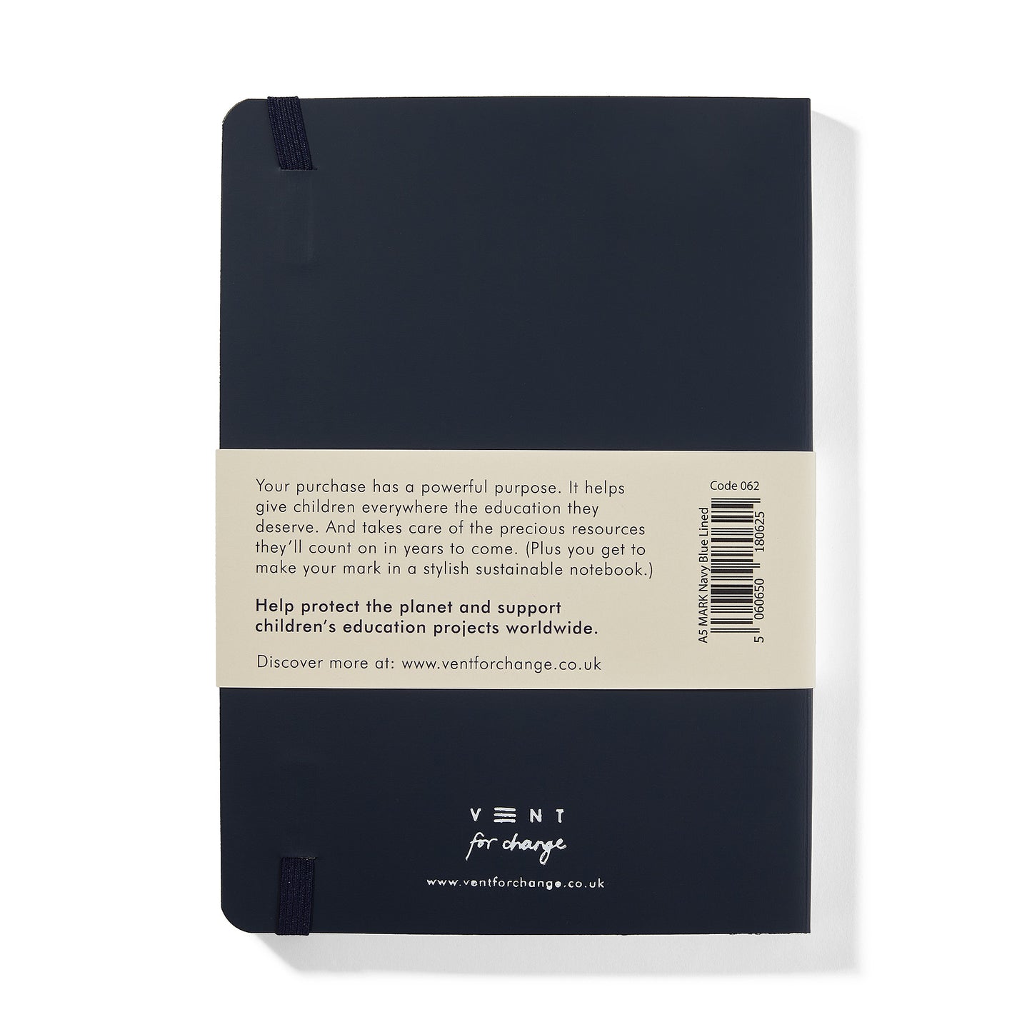 Recycled Leather A5 Lined Notebook – Navy Blue