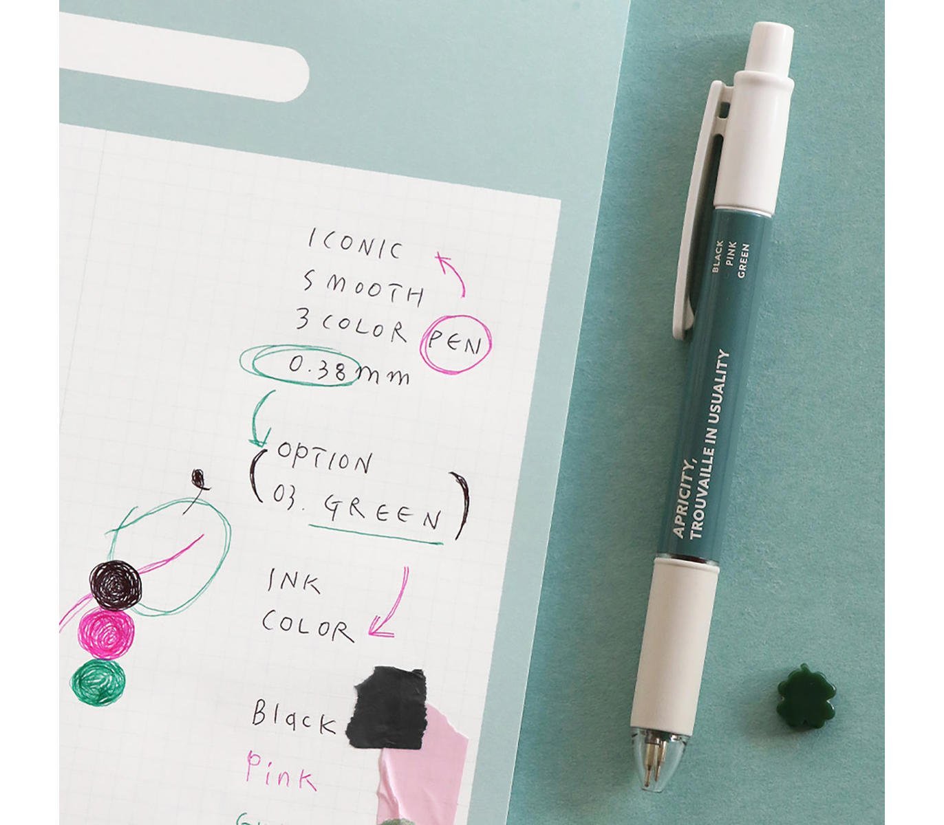 Smooth 3-Color BALLPOINT Pen 0.38 - Green