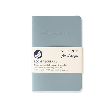 Recycled Leather A6 Lined Notebook – DUSTY BLUE