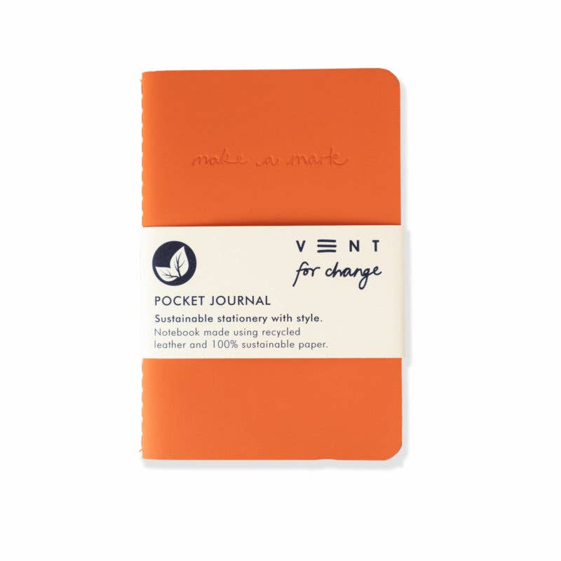 Recycled Leather A6 Lined Notebook – Burnt ORANGE