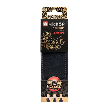 SAKURA Pigma Micron Black & Gold Edition - set 3 con astuccio