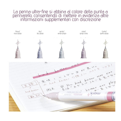 Kokuyo Mark+ 2 Way Marker - Dual Pens set da 5 (with Grey colors)