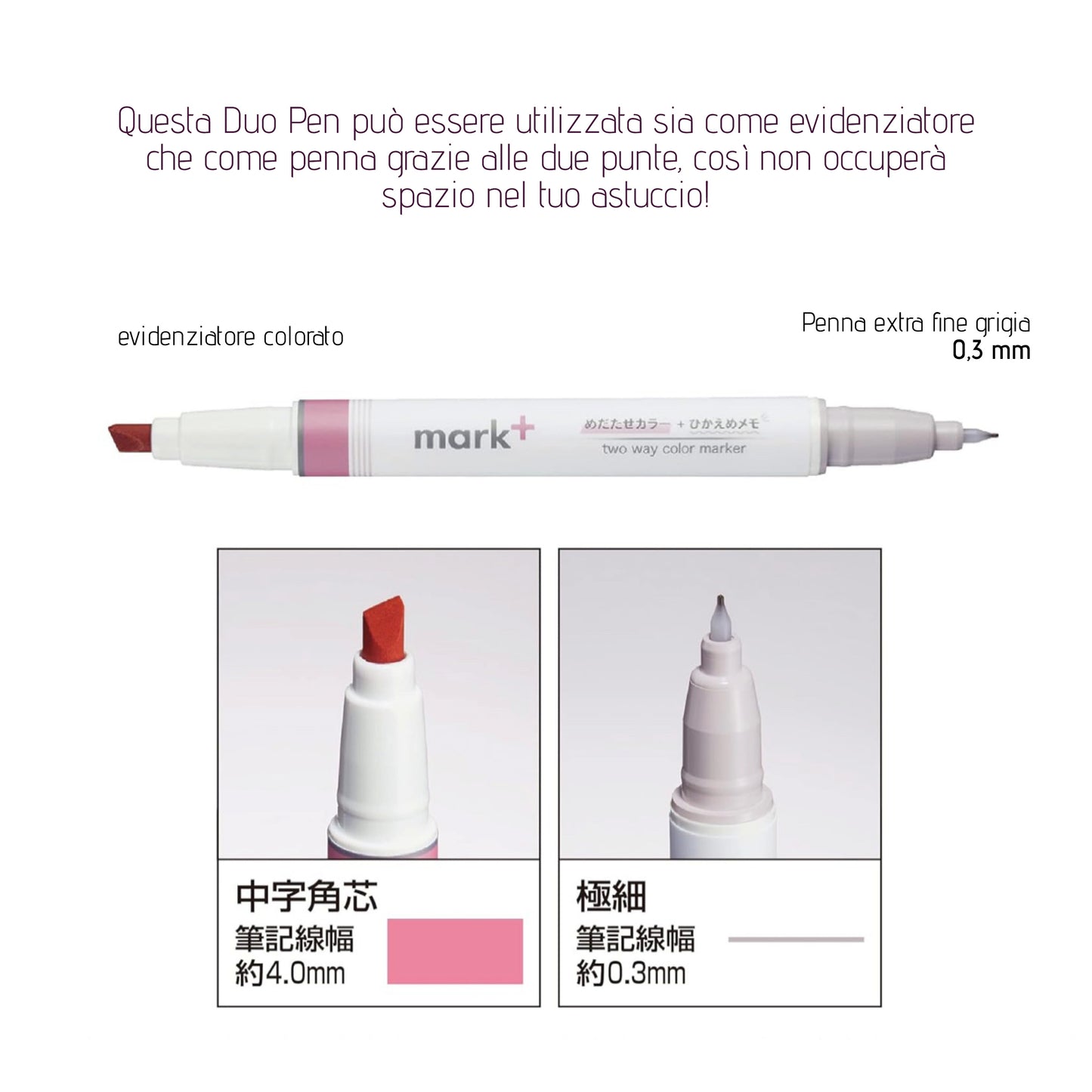 Kokuyo Mark+ 2 Way Marker - Dual Pens set da 5 (with Grey colors)