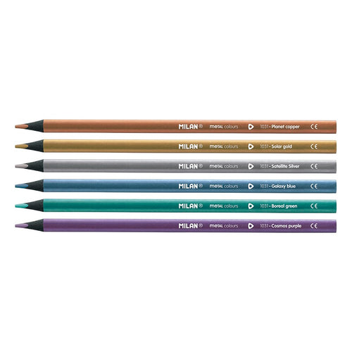 MILAN METALLIC matite in legno nero - set di 6