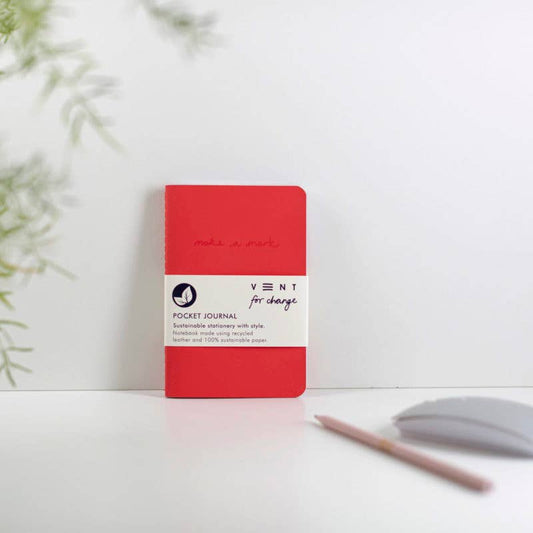 Recycled Leather A6 Lined Notebook – RED