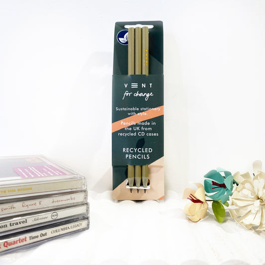 VENT IDEAS Recycled  Pencils - Gold Green