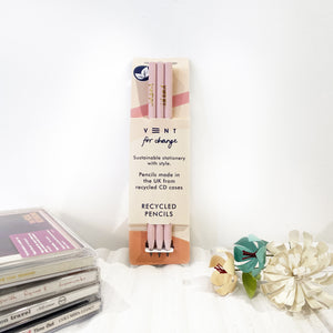VENT IDEAS Recycled  Pencils - Pink & Cream