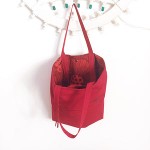 Tote bag Reversibile Rosso - PAPAVERI