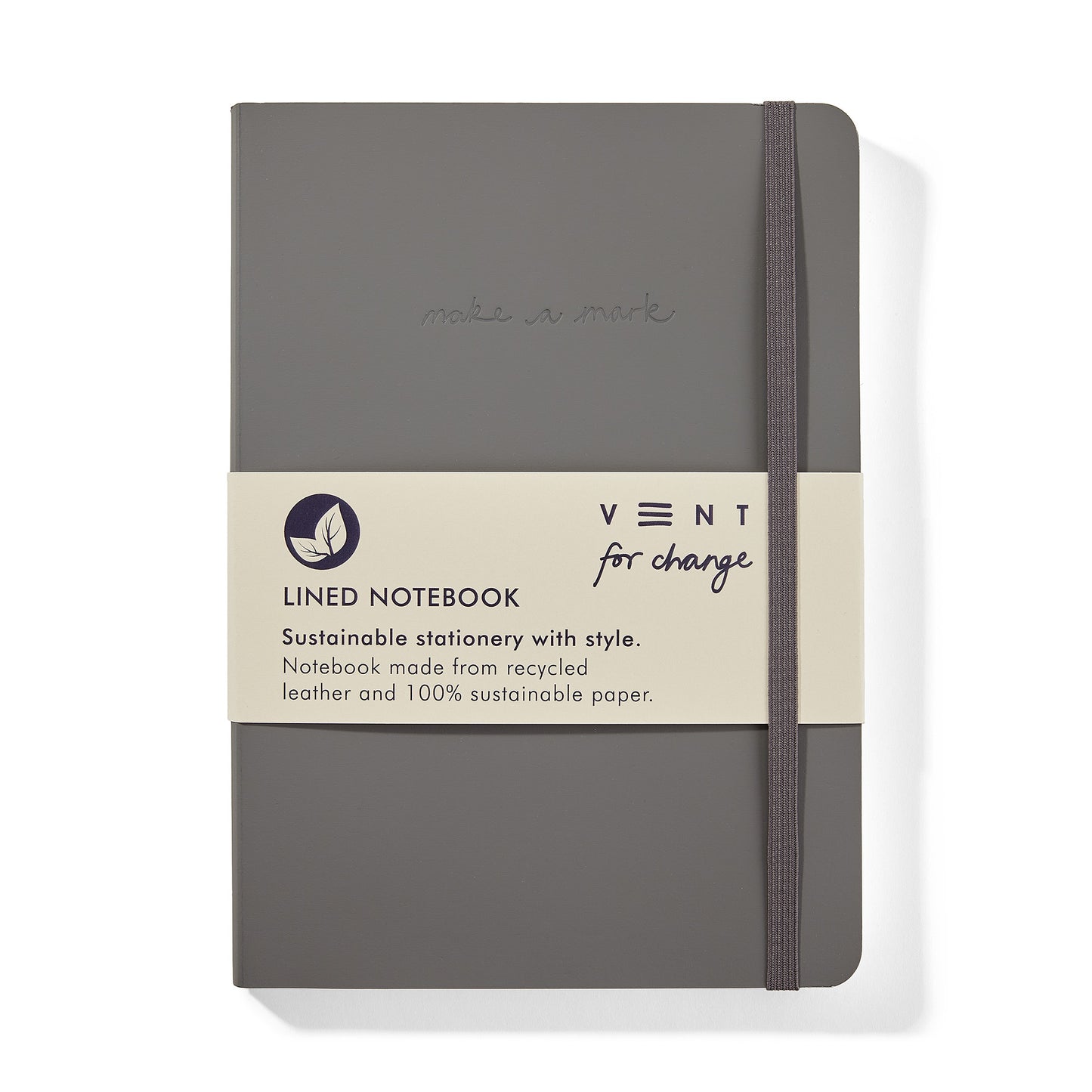 Recycled Leather A5 Lined Notebook – Elephant Grey