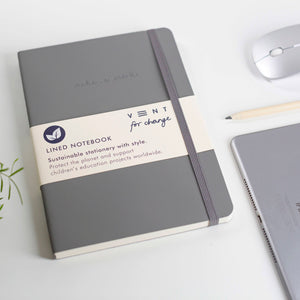 Recycled Leather A5 Lined Notebook – Elephant Grey