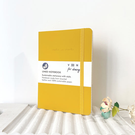 Recycled Leather A5 Lined Notebook – MUSTARD YELLOW