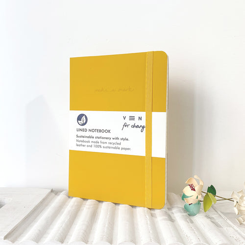 Recycled Leather A5 Lined Notebook – MUSTARD YELLOW