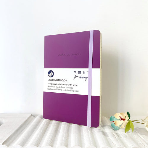 Recycled Leather A5 Lined Notebook – DEEP PURPLE